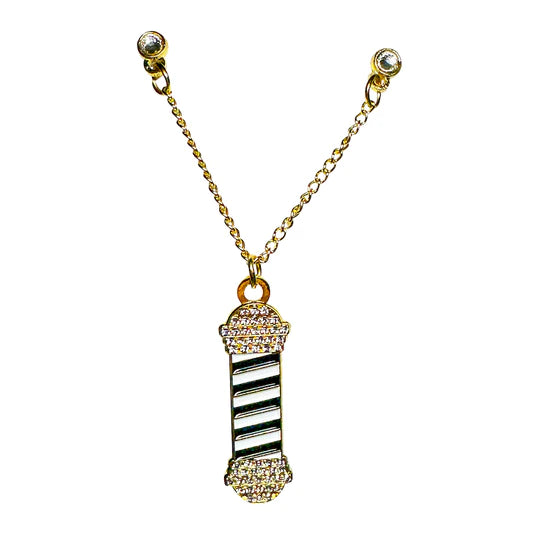 Icy Barber Pole Chain Pin Gold (black/white)