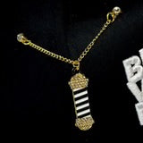 Icy Barber Pole Chain Pin Gold (black/white)